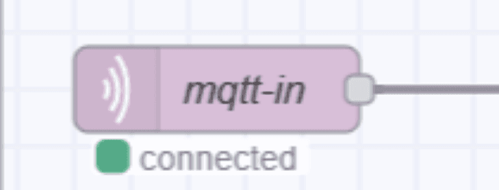 Screenshot of the mqtt node status showing node is connected successfully to the broker "Screenshot of the mqtt node status showing node is connected successfully to the broker"